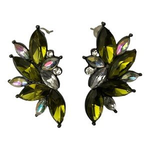 Vintage Style Crystal Embellish Statement Drop Stud Earrings